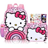 Hello Kitty Backpack with Lunch Bag 5 Pc Set of 16" School Bag, Tattoos, More