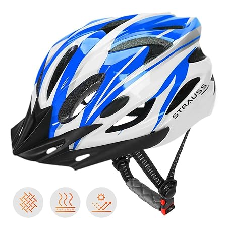 Strauss Cycling Helmet, (White/Blue)