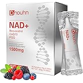 DNOUHN NAD Liquid Supplement 1500mg, Nicotinamide Riboside & Resveratrol with PQQ, NAD Supplement for Women & Men, Boosts Cellular Energy, Anti-Aging, Immune, Focus, 30 Packets