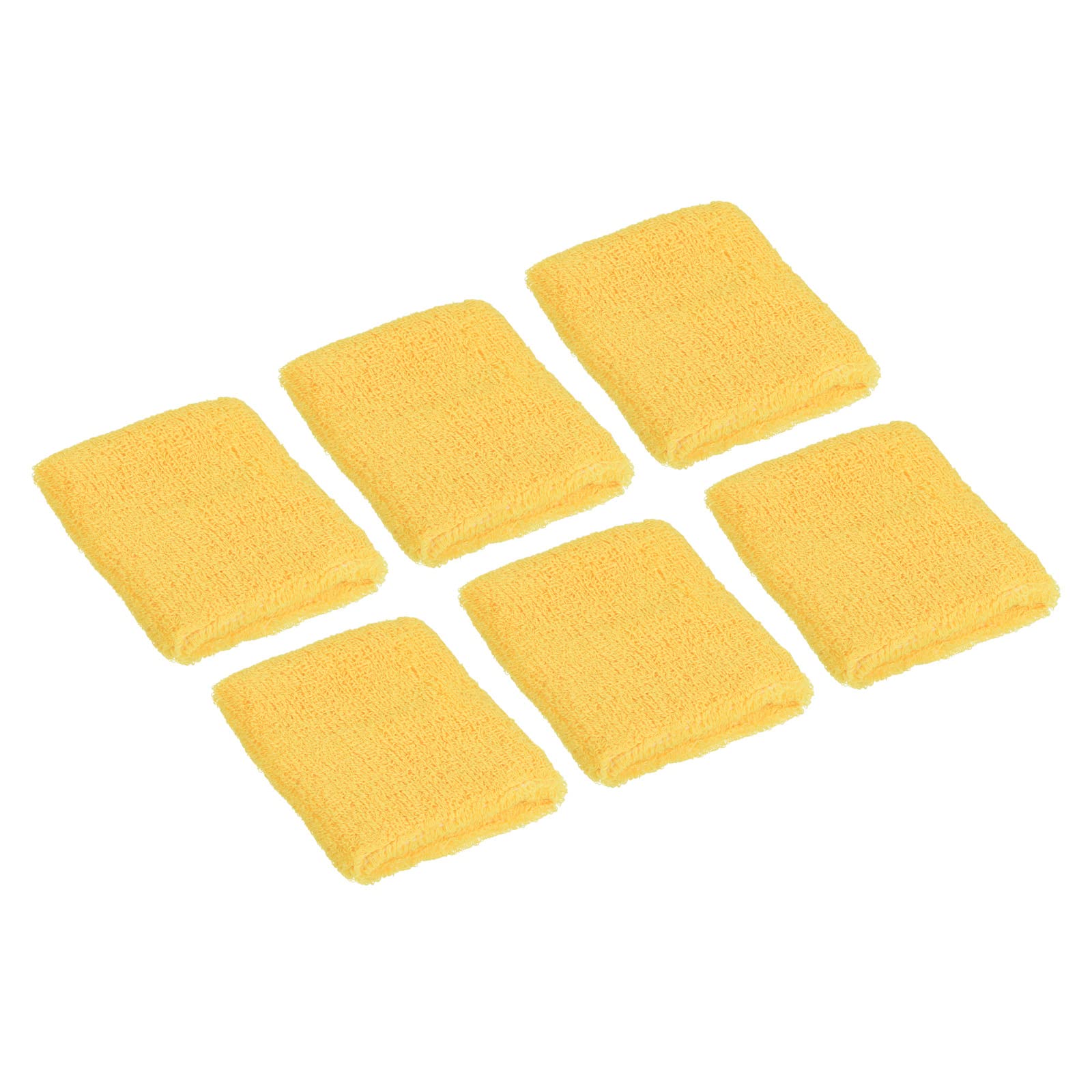 PATIKIL Sports Wristbands 8x8cm, 6 Pack Cotton Terry Cloth Absorbent Sweatband for Tennis Basketball Working Out Athletic Running, Yellow