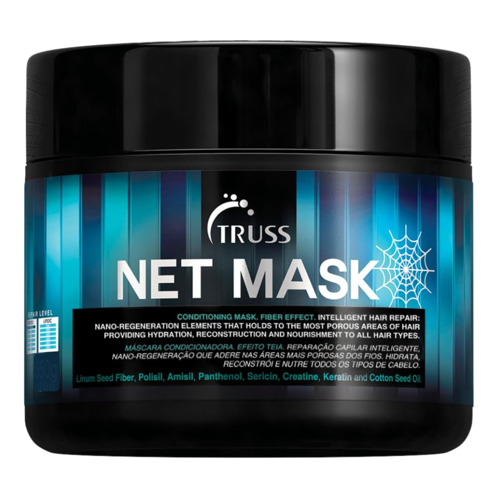 TRUSS Net Mask Provides Hydration -Fiber Effect/Intelligent Hair Repair/Nano-Regeneration Elements that Holds to the Most Porous Areas of Hair & Provides Nourishment, Black, 1 count