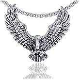 Xusamss Punk Rock Titanium Steel Wings Eagle Pendant Necklace,24inhes Link Chain