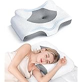 Osteo Cervical Pillow for Neck Pain Relief, Hollow Design Odorless Memory Foam Pillows with Cooling Case, Adjustable Orthopedic Bed Pillow for Sleeping, Support for Side Back Sleepers