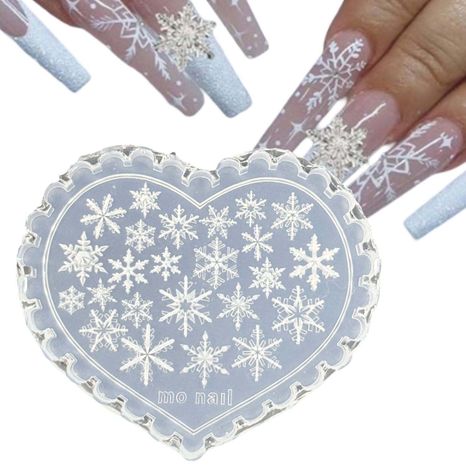 Photo 1 of 1 Pcs Christmas Silicone Nail Molds Multi-Shape Snowflake Pattern Design Nail Art Molds 3D Silicone for Gel Manicure Carved Template Charms Embossed Nails Mold for Women DIY Nails Art Decoration