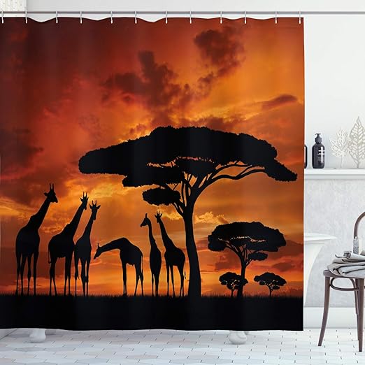 Amazon Com Ambesonne Africa Shower Curtain Safari Animal With