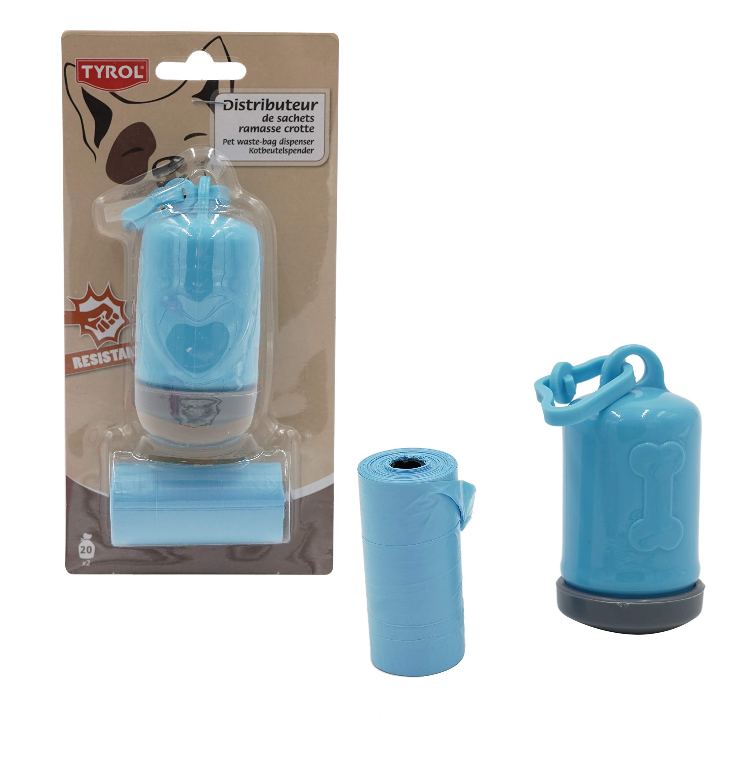 Tyrol Dispenser + 2 x 20 Bags for Poop Bags, 1 Piece