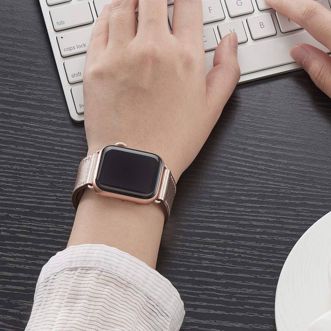SUNFWR Strap Compatible with Apple Watch 38mm 40mm 41mm, Thin Genuine Leather Replacement starp - Image 4