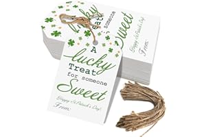 AUKOLASS 50pcs St. Patrick's Day Gift Tags, A Lucky Treat for Someone Sweet Tags for School Classroom and Teacher Kids (Sweet)