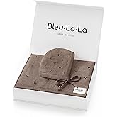 Bleu La La Baby Gift Set - Organic Cotton Newborn Blanket Essentials, Thoughtful Baby Shower & New Baby Gift for Boys & Girls (Pointelle - Milk Chocolate)