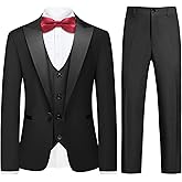 Rogers & Morris Boys Tuxedo Suit Formal Outfits Slim Fit Solid Kids 5 Piece Suit Set Peak Lapel