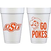 Officially Licensed Oklahoma State University Logo / Go Pokes Printed Foam Disposable Cups 16 oz - Insulated Coffee Cups 10 Pack - Cute Cup set for Graduation party, Tailgating, Football Party Favors