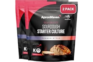 APRON MAVEN 2 Pack Premium Sourdough Starter - French Style Heirloom Dehydrated Sour Dough Starter Culture with Simple Activation Instructions for Homemade Artisan Bread Baking Supplies