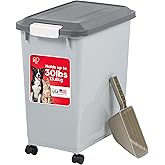 IRIS USA Dog Food Storage Container, Up to 30 lbs, Gray/Dark Gray | Made in the USA, Comes w/ Wheels &amp; 2-Cup Scoop, Airtight Seal, BPA-Free, Kibbles, Bird Seed, Cat food, Cat Litter, Pellets