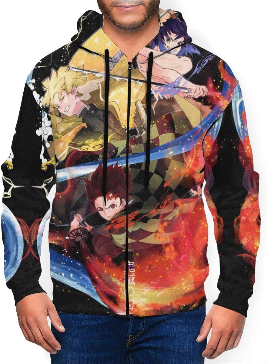 Men's All Over 3D Printed Zip Up Hoodie Long Hooded Sweatshirt Clothes