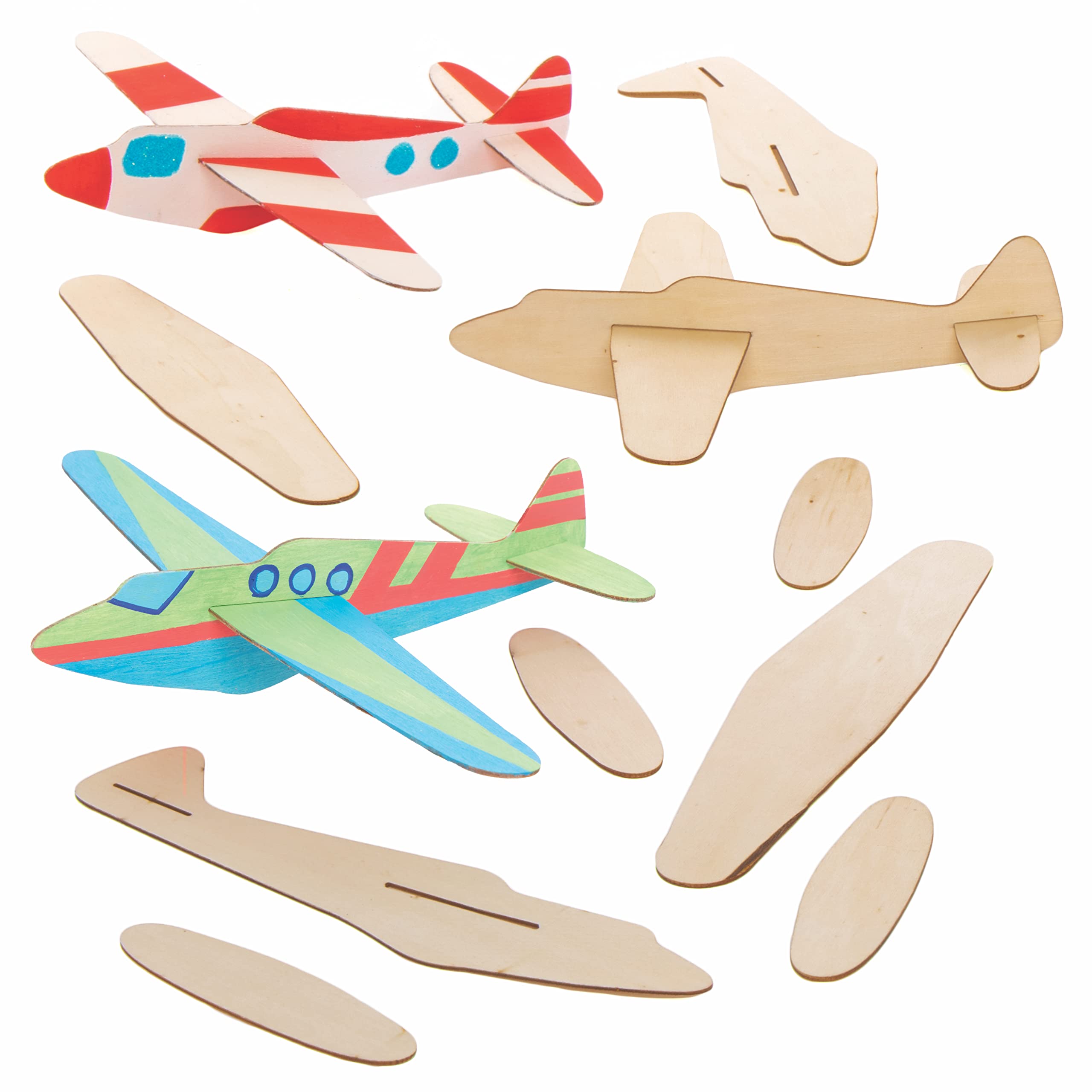 Baker Ross AT808 Wooden Glider Kits - Pack of 8, Arts and Crafts for Kids to Colour in