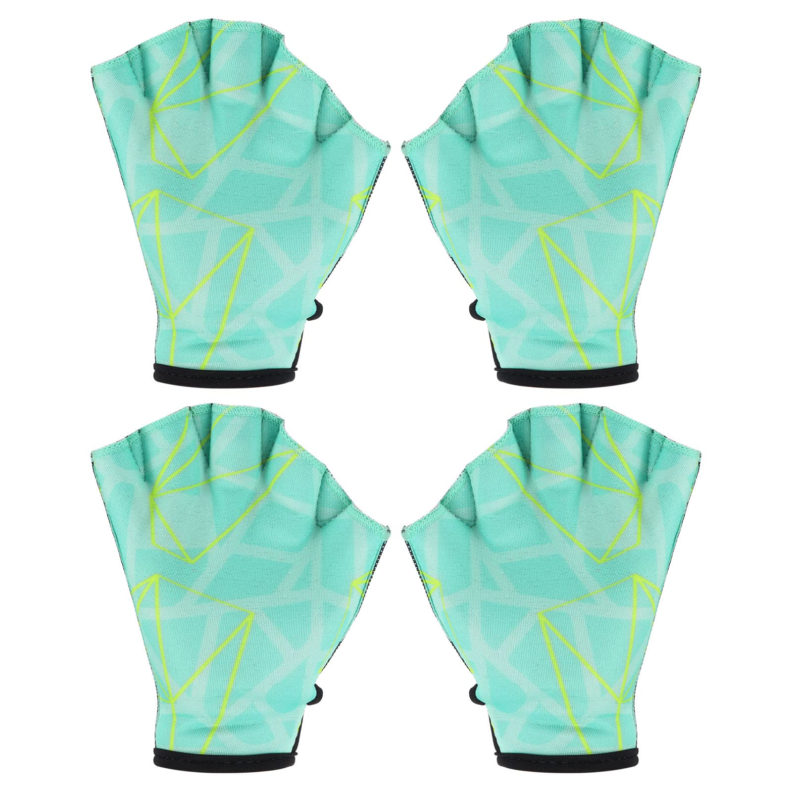PATIKIL Webbed Swim Gloves, 2Pairs Swimming Aquatic Gloves Printing Water Resistance Training Accessories for Swimming and Diving, L, Light Green