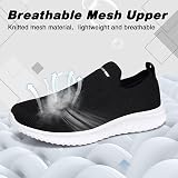 Hanani Mens Womens Slip On Trainers Breathable Lightweight Shoes Black White view 4