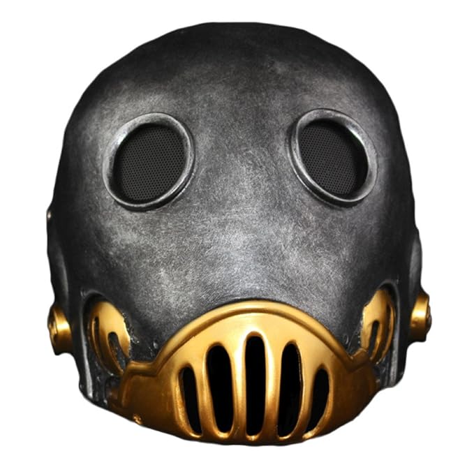 nihiug Halloween Fiberglas Schutz Hellboy Barrender Cos Dress Up Sammleredition Harz Maske,Silver-OneSize