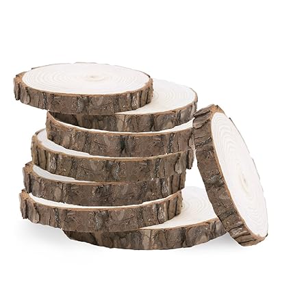 VORCOOL 10 Stücke Holzscheiben Rund 9-10cm Holz Log Scheiben für DIY Handwerk Hochzeit Mittelstücke