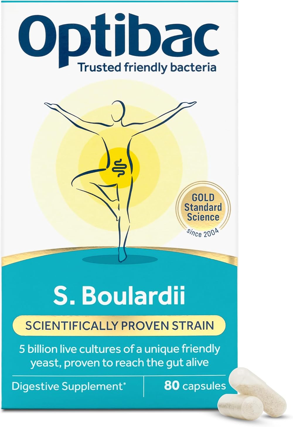Optibac Probiotics Saccharomyces Boulardii 80 Capsules - Vegan Digestive Health