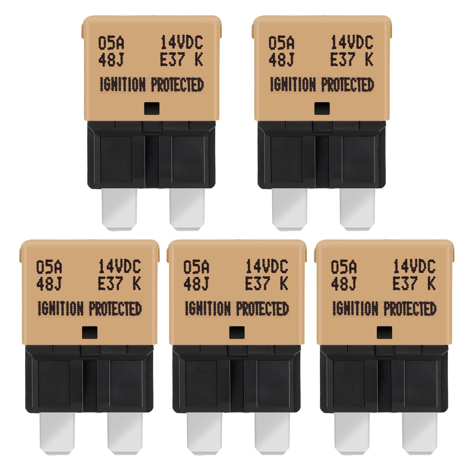 GLOSO Blade Circuit Breaker RV Marine Boat Truck Yacht Auto Reset Audio Solar System Protection ATO ATC 5 Amp E37 5 PACK