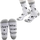 CMNIM Wrestling Gifts for Girls - 2 Pairs Novelty Socks for Wrestler Lovers - Just a Girl Who Loves Wrestling