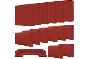 Tounosnt 14 Pcs Outdoor Patio Cushion Covers, Replaceable Waterproof Furniture Covers, Outdoor Non-Slip Covers with Zippers, Couch 3 Sizes, Covers Only (Terra Red)
