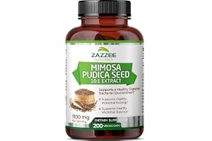 Zazzee Mimosa Pudica Seed 10:1 Extract, 200 Vegan Capsules, 1100 mg, 3+ Month Supply, Potent 10:1 Extract, Non-GMO and All-Na