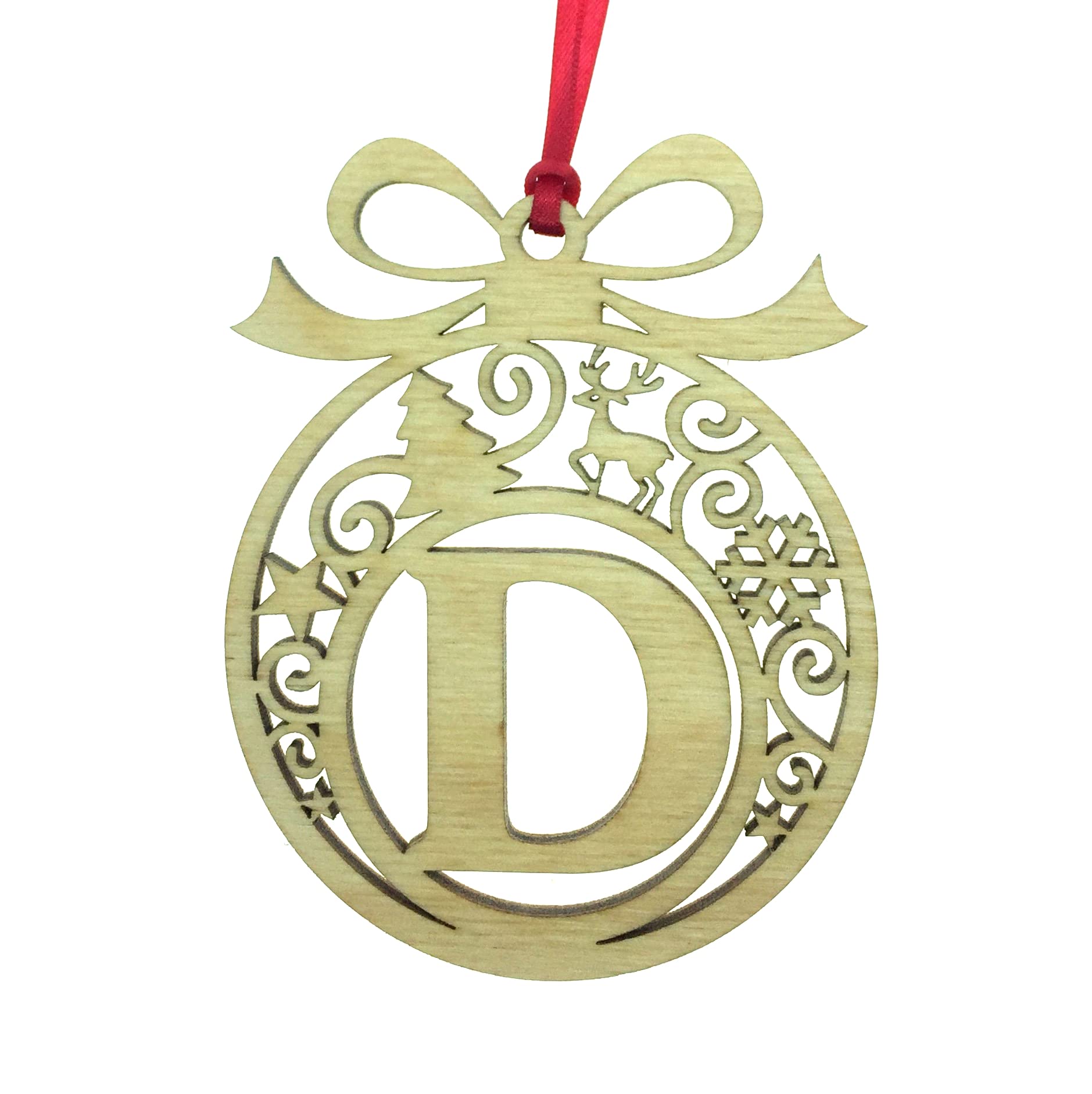 Personalised Christmas tree bauble decoration pendant ornament: Letter D — image 1