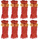 Smithok 8 Pack High-Reflective Guy Lines 4mm Tent Cords High-Strength Lightweight Camp Ropes with Aluminum Adjuster Tensioner for Tent, Tying Down Tarps, Camping, Outdoor Packaging (Red, 13ft)