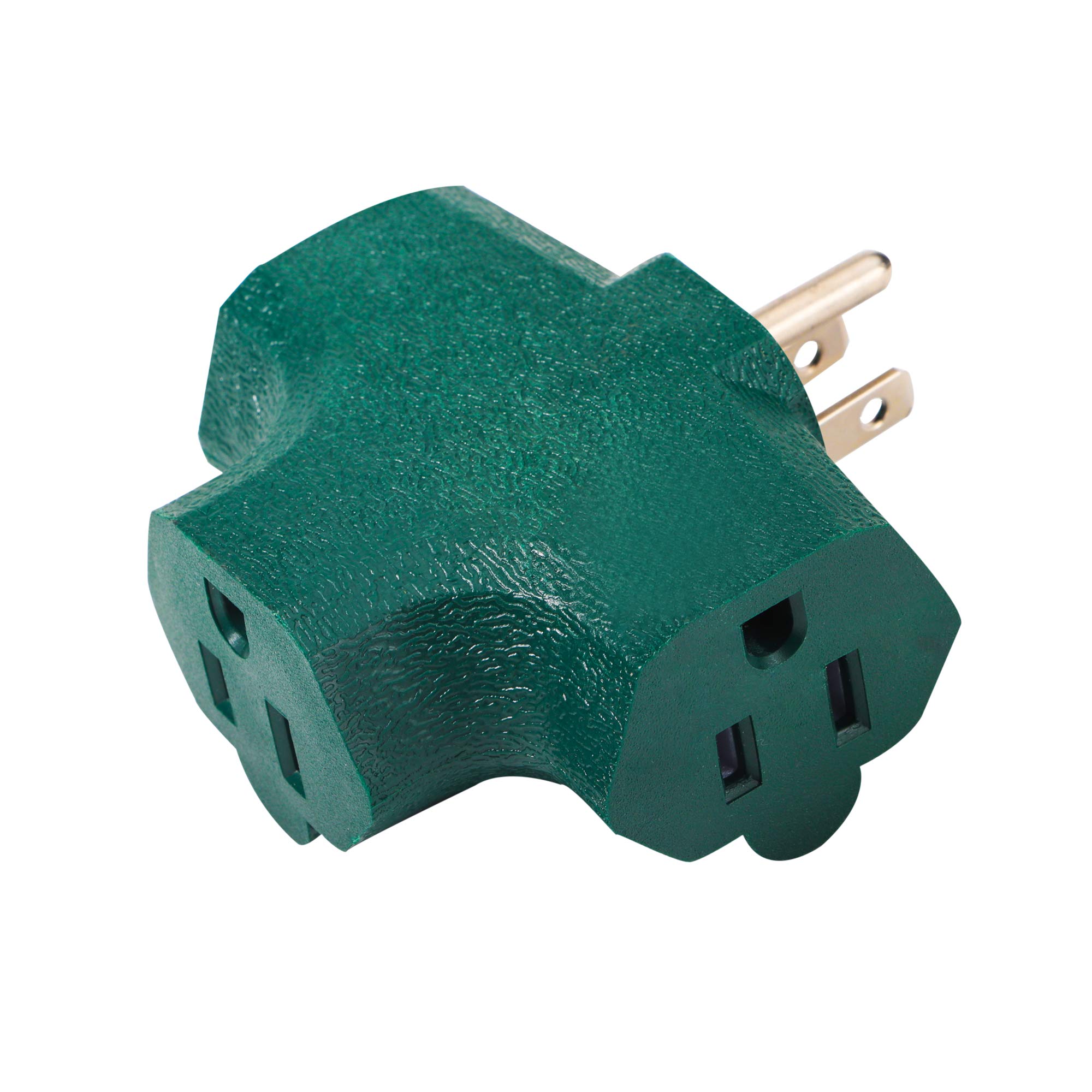 Leopardprintfans Heavy Duty 3 Outlet Adapter, Grounded Multi Outlet Adaptor Wall Plug, Green (Pack of 3)