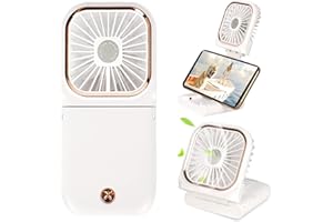 FADACHY Portable Mini Fan Small Battery Operated Fan 5 in 1 as Power Bank,Phone Holder,Handheld Fan,Desk Fan, USB Rechargeable Personal Hand Fans,3000 mAh Power Bank,3 Speed Adjustable, Neck lanyard, White