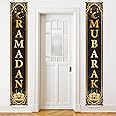 Ramadan Mubarak Banner Eid Mubarak Door Sign Hanging Banners Decoration Set for Ramadan Themed Party Indoor and Outdoor Party Supplies Decorations