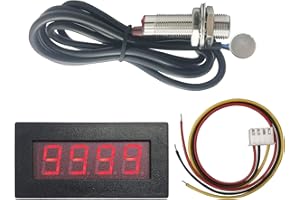 DIGITEN 4 Digital Red LED Tachometer RPM Speed Meter + Hall Proximity Switch Magnet Sensor NPN for Lathe Conveyor Belt