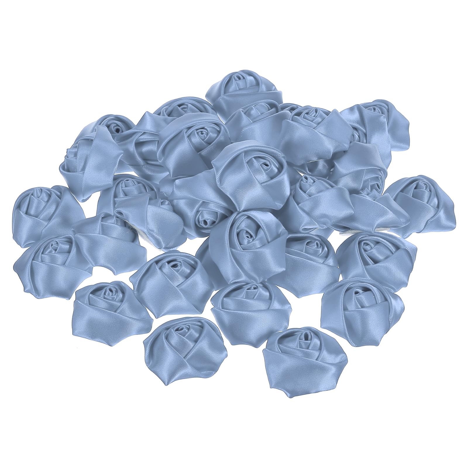 PATIKIL 1.6" Satin Ribbon Roses, 20 Pack Artificial Flowers Roses Heads Handmade Fake Flowers Fabric Flowers for Crafts Wedding Bouquet, Light Blue