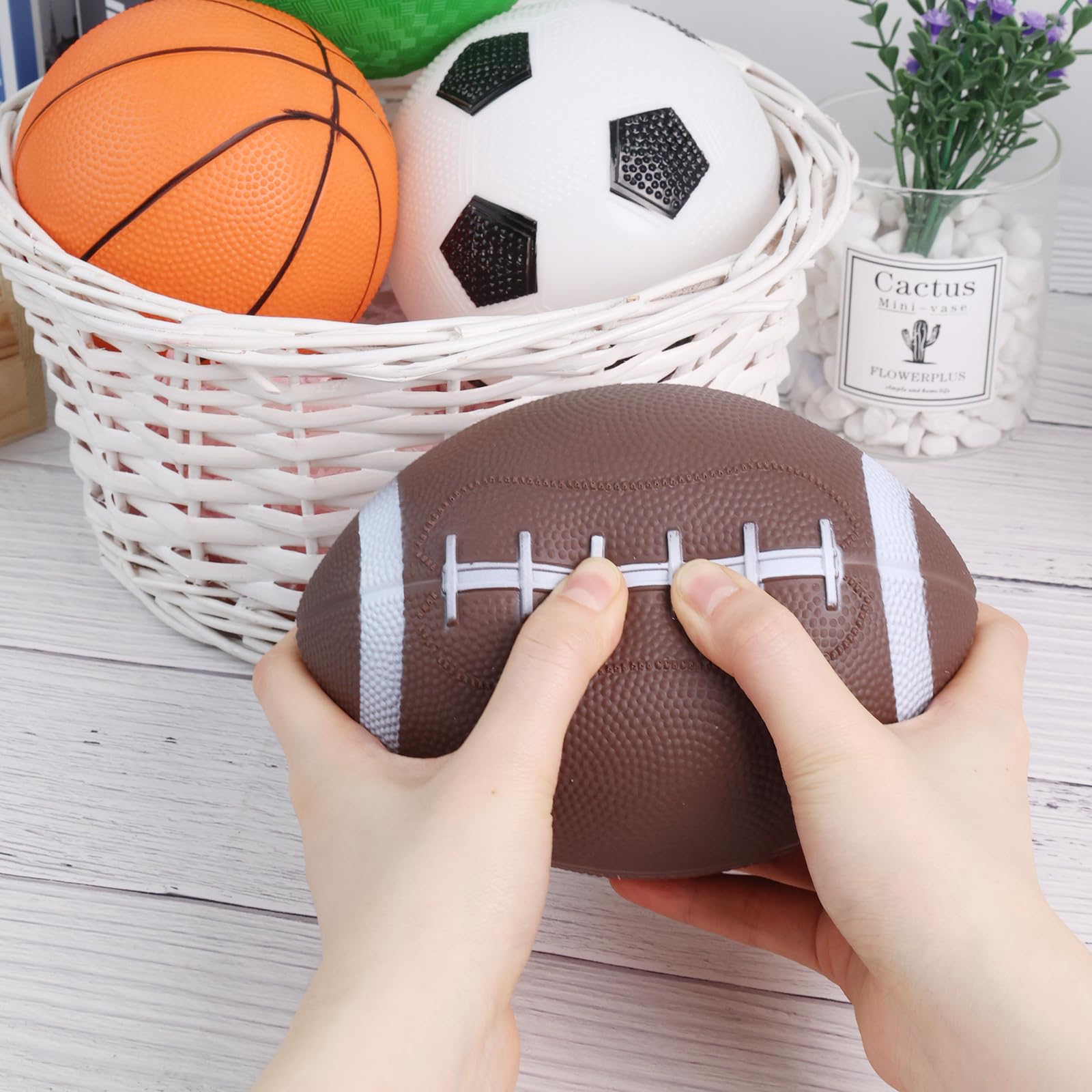 Shindel Sports Balls for Kids, 5 Inches Playground Balls with Hand Pump, Includes Football, Basketball