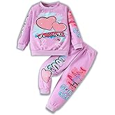 Arlubiya Kids Toddler Girl Clothes Heart Letter Print Long-sleeved round collar top+Letter Print Pants Outfits Set