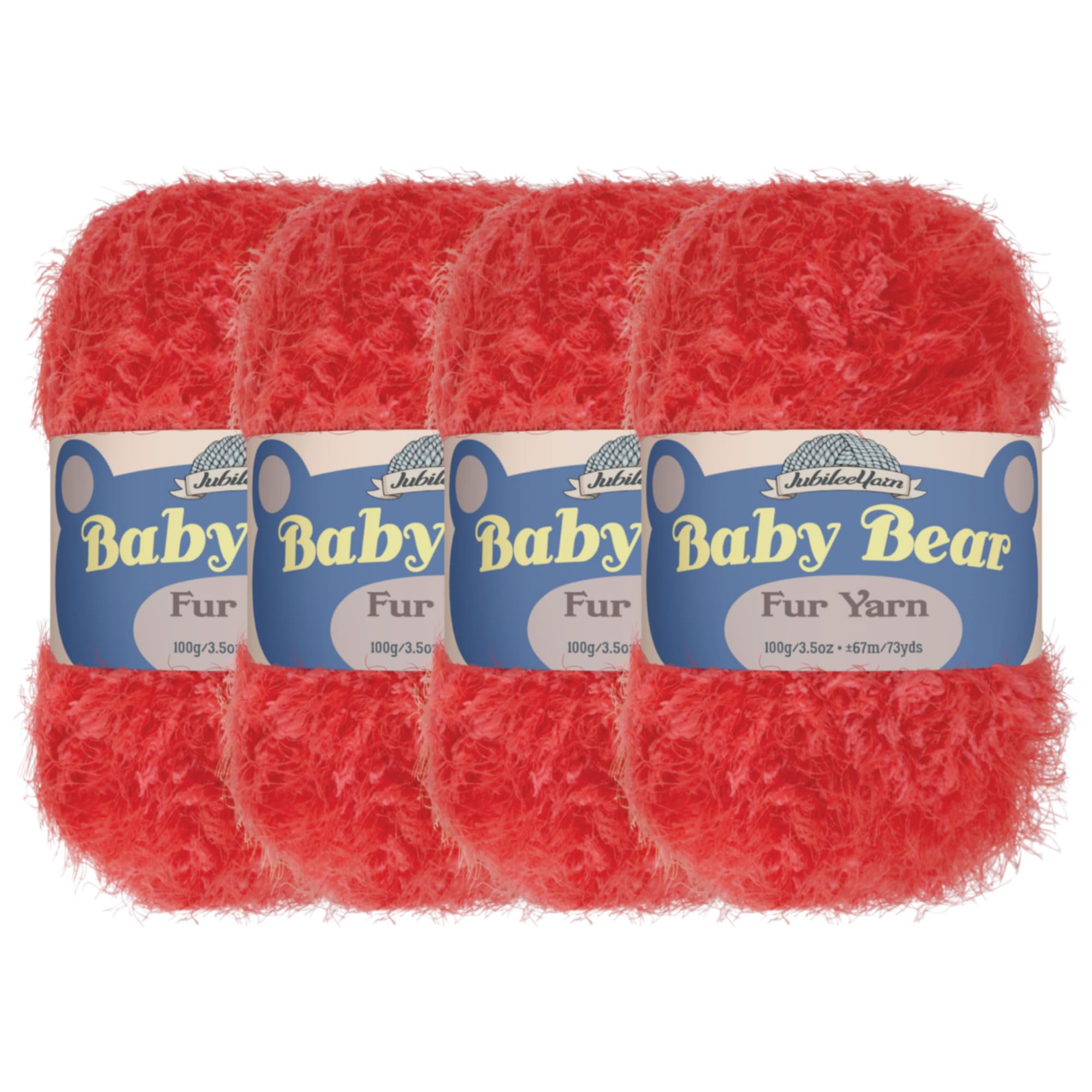 JubileeYarn Baby Bear Yarn - Chunky Weight Polyester Fur - 100g/Skein - Candy Red - 4 Skeins — image 1