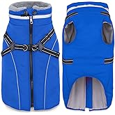Fragralley Dog Coat with Harness Built in, Waterproof Windproof Reflective Warm Puffer Jacket, Fleece Lined Vest Winter Parka for Small, Medium, Large Dogs