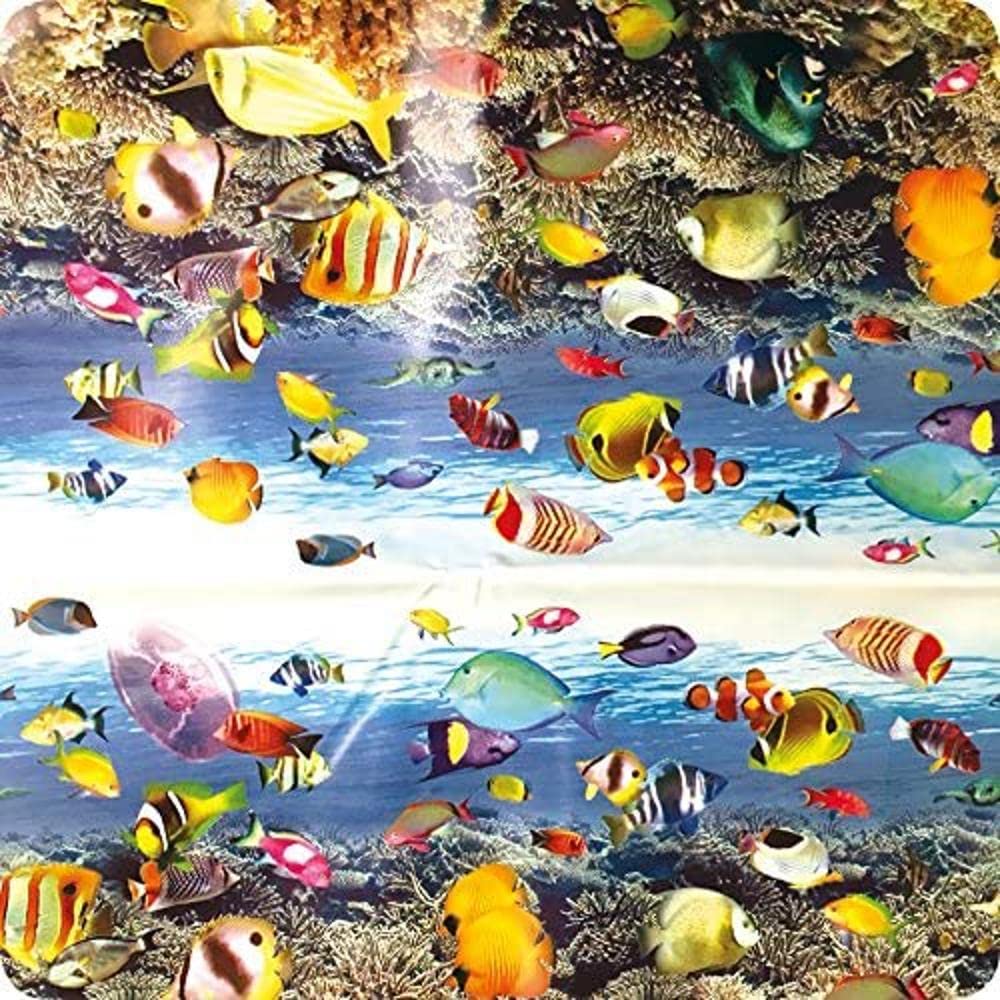 Springboard PVC Circular Tablecloth and Floor Cover - Round Wipe Clean Tablecloth for Kids Messy Play and Arts and Crafts - Plastic, Waterproof, Wipeable Table Cloth - 1.3 m Diameter - Sealife Design