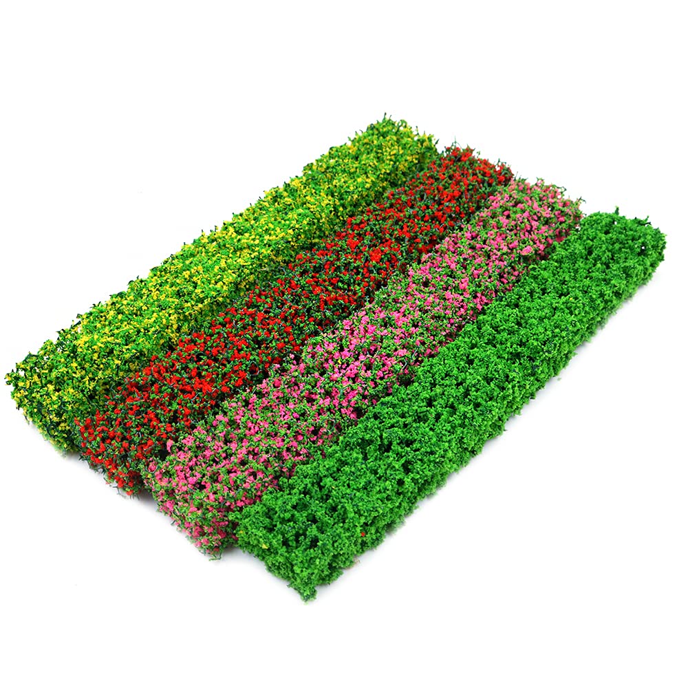 Tiardey 8 Pcs 4Color Miniature Shrub Strips Static Shrub Vegetation Groups Bush Model Static Scenery Model Aritificial Plants for DIY