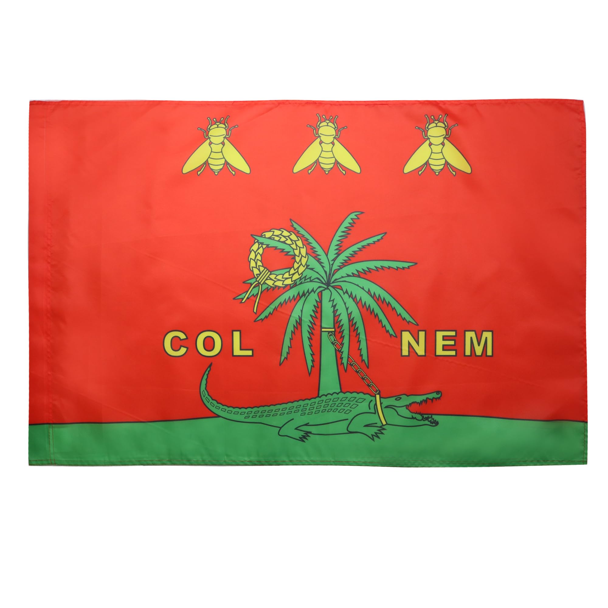 AZ FLAG - City of Nîmes Colnem Flag - 2x3 Ft - roman Crocodile Banner with Sleeve - 100% Polyester - Fade Resistant - Vivid Colors - 2' x 3' Feet - 90x60 Cm