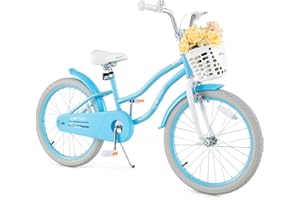 BABY JOY Kids Bike, 12 14 16 18 20 Inch Boys Girls Bike w/Adjustable Seat, Removable Basket, Handbrake & Coaster Brake, Train