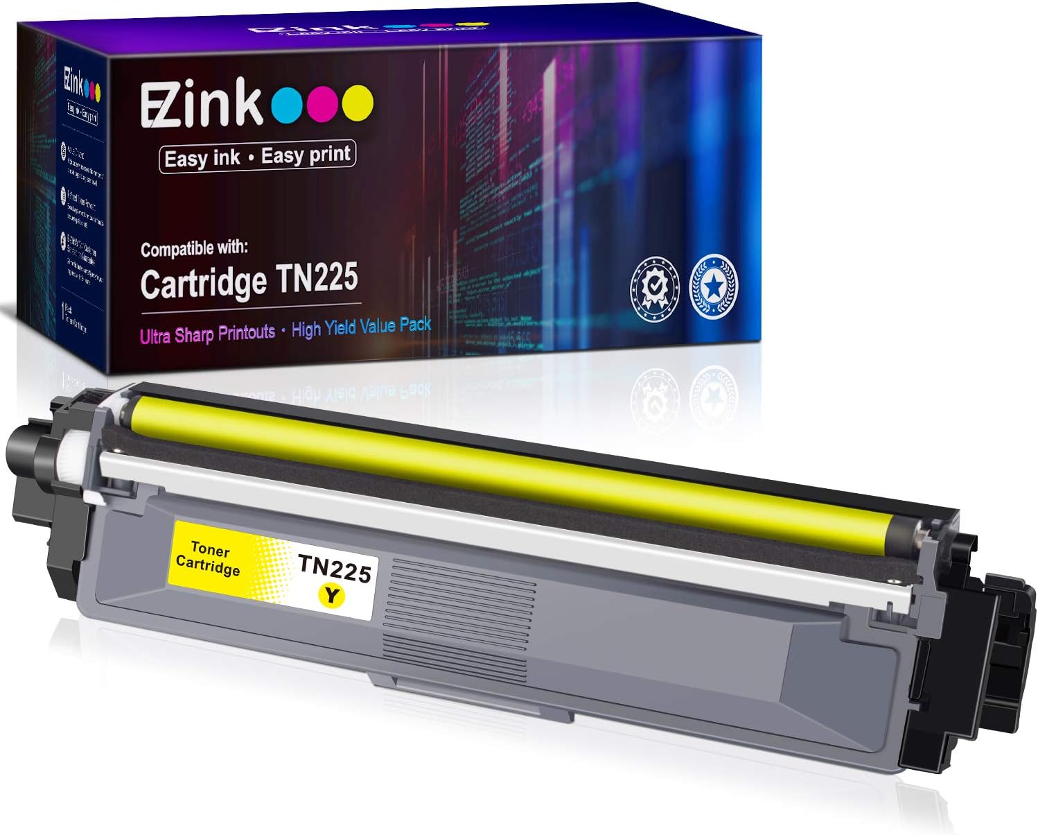 E-Z Ink (TM) Compatible Toner Cartridge Replacement For Brother TN225 Y Yellow to used with HL-3140CW HL-3170CDW MFC-9130CW MFC-9330CDW MFC-9340CDW HL-3180CDW DCP-9020CDN Laser Printer(Yellow, 1 Pack)