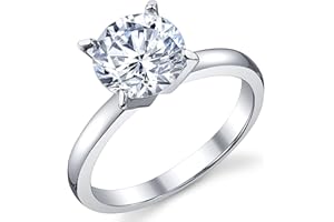 METAL MASTERS Women's 2Ct. Solitaire Round Brilliant Cubic Zirconia Sterling Silver 925 Wedding Engagement Ring