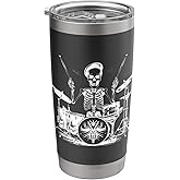 Skeleton Percussionist Drummer Rock & Roll Music Drum Stainless Steel Insulated Tumbler