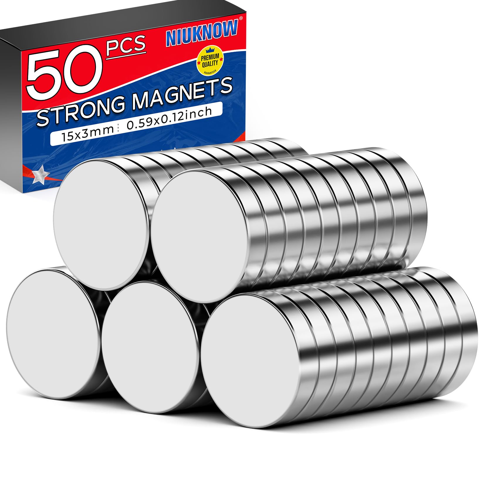 Photo 1 of NIUKNOW 50 Pcs Rare Earth Magnets - Neodymium Round Magnets for Fridge, Whiteboard, Office, Classroom, Cabinets