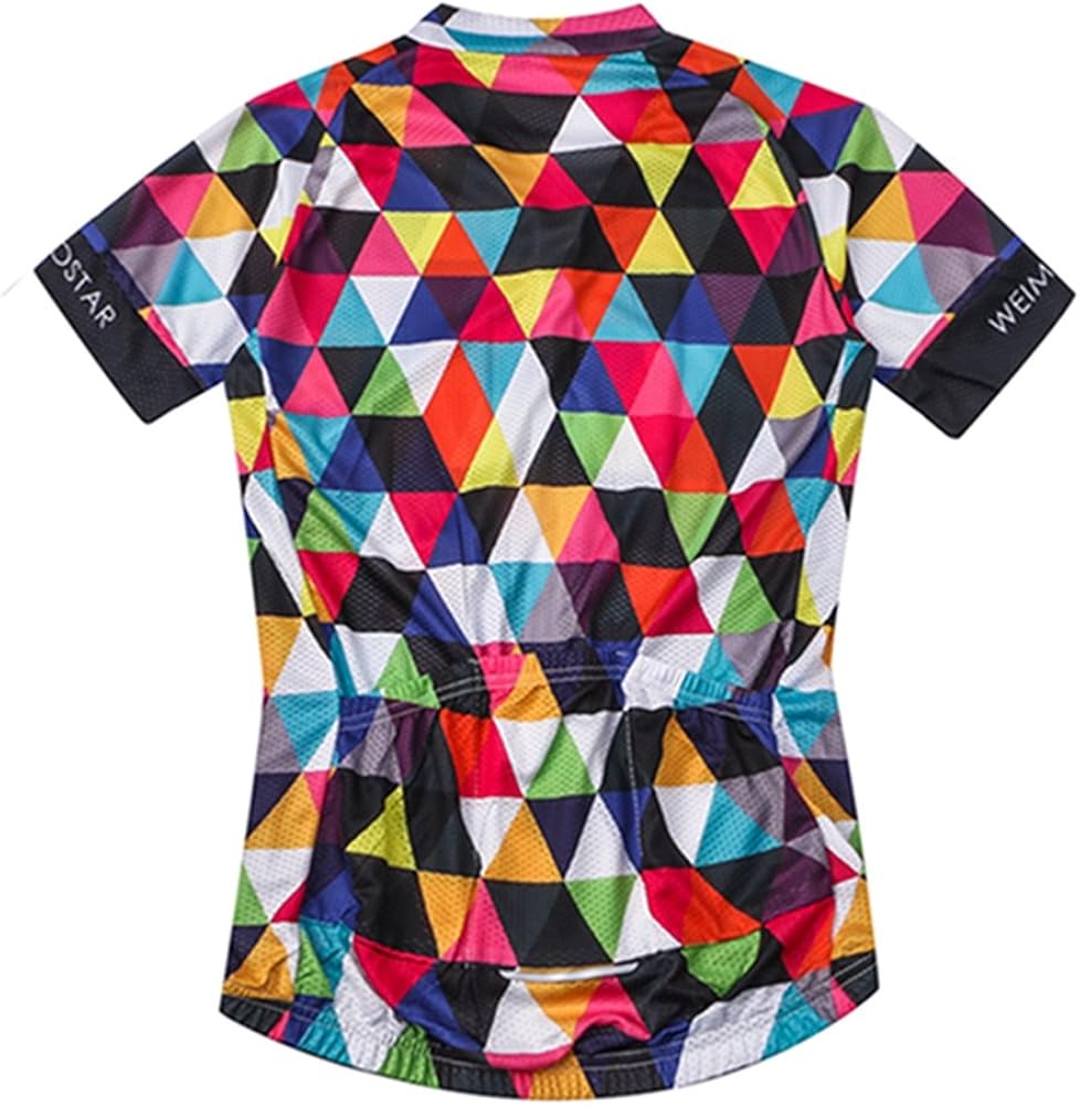 Men's Cycling Jersey Short Sleeve Bike Clothing Multicolored Diamond: Clothing