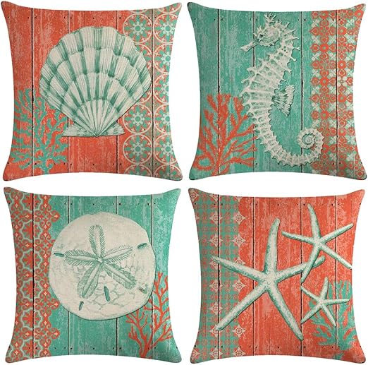 Amazon Com Ulove Love Yourself 4pack Ocean Theme Throw Pillow