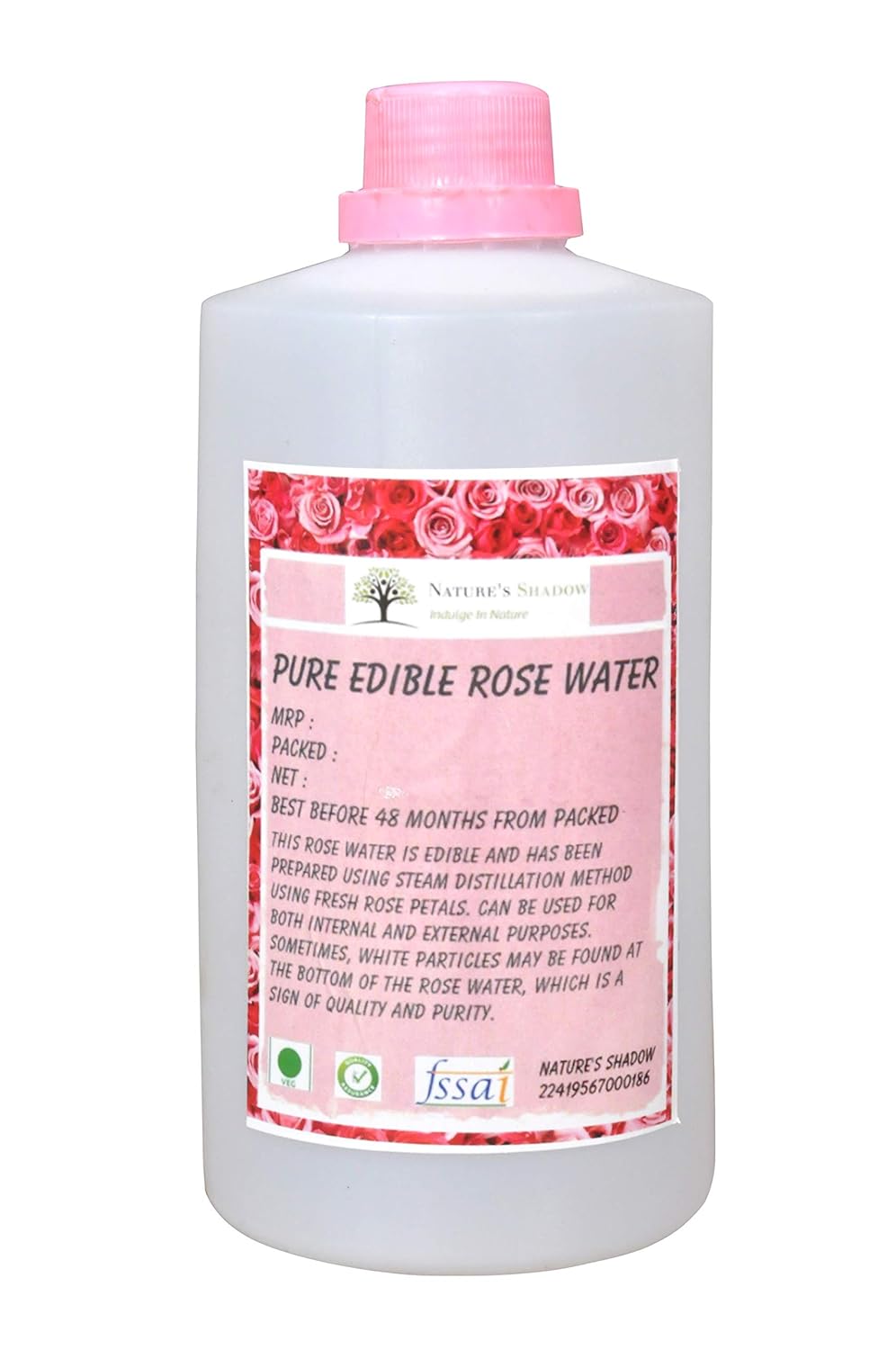 Nature's Shadow Pure Edible Rose Water for Internal, External and